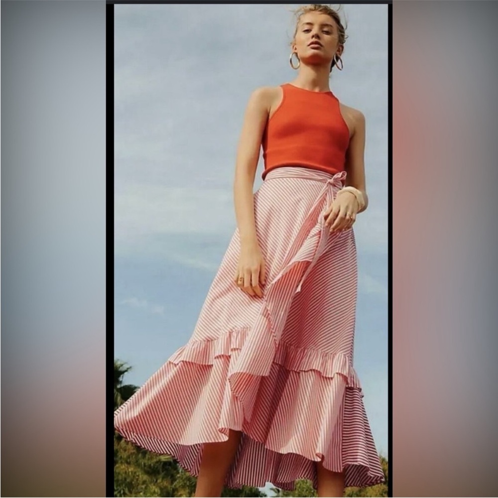 NWT Anthropologie Maeve Penny Ruffled Midi Skirt - Picture 2 of 8